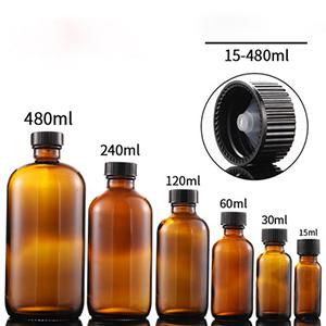 Amber Boston Essential Oil Glass Bottle with Screw Cap