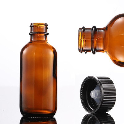 Amber Boston Essential Oil Glass Bottle with Screw Cap