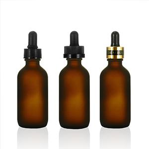 Amber Matte Boston Glass Jar with Dropper for Essential Oil