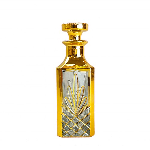 Glass Perfume Bottle Arabic Style Vintage Luxury Essentail Oil Glass Jar with Hot Stamp Gold Decoration 