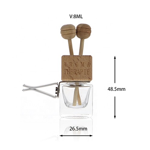 Armatherapy Glass Jar Bottle for Perfume Car Hanging Air Fresh Diffuser with Metal Clip Wooden Cap