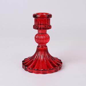 Baking Paint Red Glass Candlestick