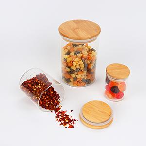 Wholesale High Borosilicate Glass Jar with Bamboo Lid for Food Storage  from China Manufacturer