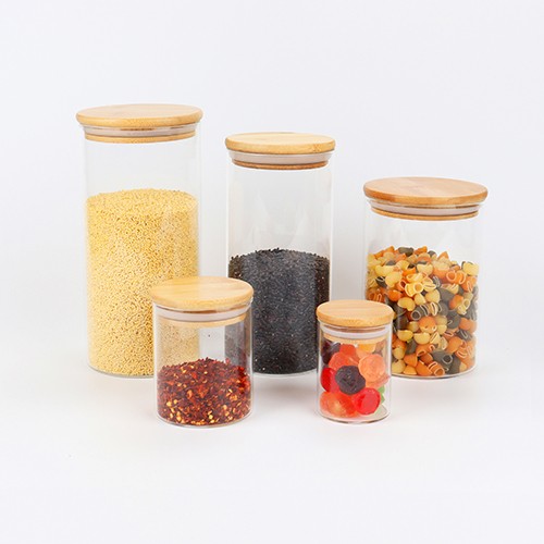 Wholesale High Borosilicate Glass Jar with Bamboo Lid for Food Storage  from China Manufacturer