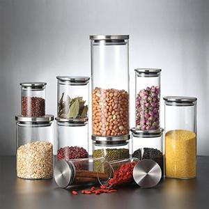 Borosilicate Glass Round Jar with Stainless Steel Lid Made in China