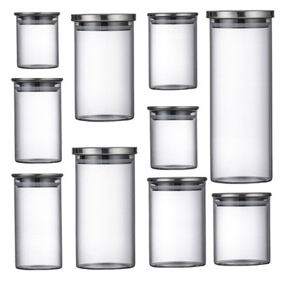 Borosilicate Glass Round Jar with Stainless Steel Lid Made in China
