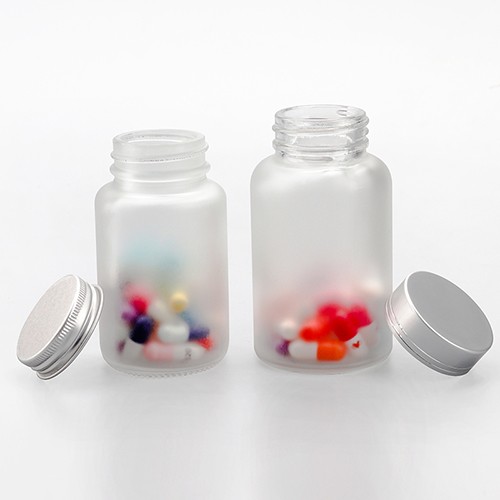 Bulk Sale Custom Clear Frosted Empty Glass Medicine Pharmaceutical Pill Bottle Jar with Screw Cap