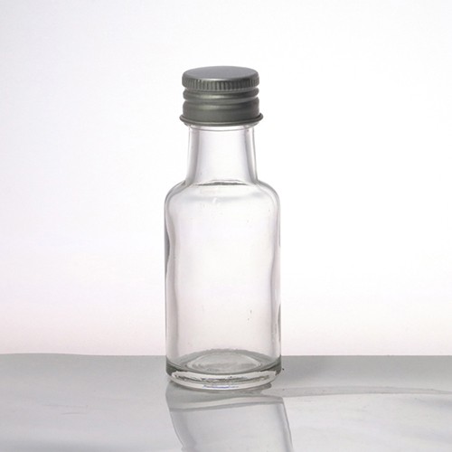 China Manufacture Supplier Wholesale Mini Try Drinking Fruit Wine Beverage Transparent Empty  Round Glass Bottle Jar With Aluminum Screw Cap