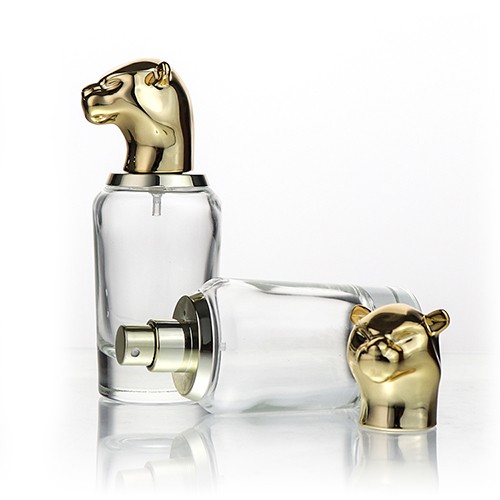 China Supplier Wholesale Luxury Arabic Atomizer Round Glass Essential Oil Perfume Bottle Jar with Animal Shape Pump Sprayer