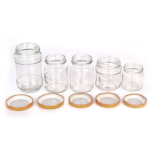 China Wholesale Supplier Best Price Airtight Clear Round Wide Mouth Glass Storage Container Jar for Jelly Jam Honey Pickle with Metal Screw Cap
