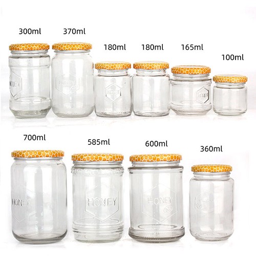 China Wholesale Supplier Best Price Airtight Clear Round Wide Mouth Glass Storage Container Jar for Jelly Jam Honey Pickle with Metal Screw Cap