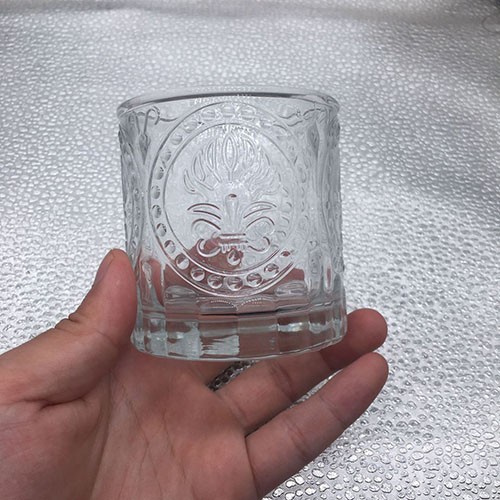 170 ML Clear Carved Empty Glass Candle Jar Candlestick Holder for Mould to Customize