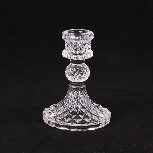 Clear Diamond Shape Glass Candlestick