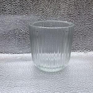 155 ML Thick Wall Vertical Stripe Clear Embossed Glass Candle Cup Candlestick Holder for Decoration