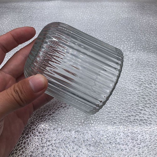 155 ML Thick Wall Vertical Stripe Clear Embossed Glass Candle Cup Candlestick Holder for Decoration