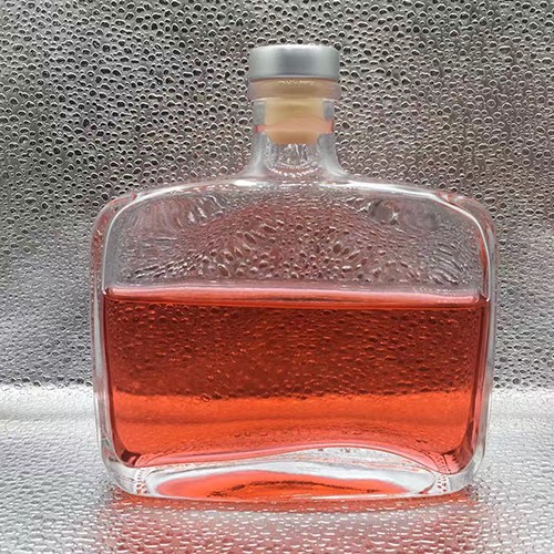 325 ML Clear Flat Shape Wine Bottle with Cork
