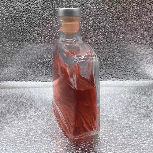 325 ML Clear Flat Shape Wine Bottle with Cork
