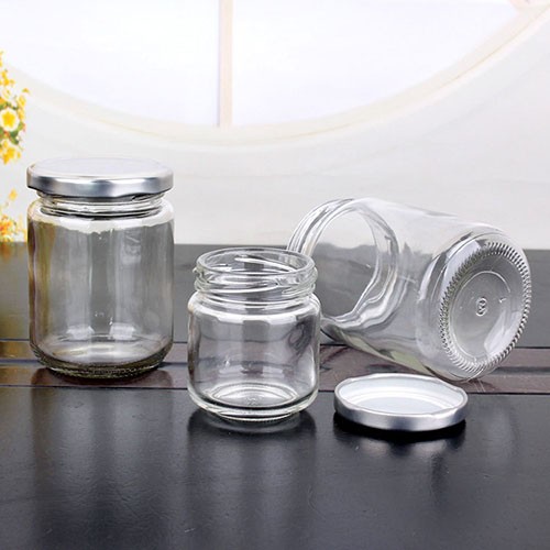 Bulk Sale Clear Round Bottom Caviar Jam Pickles Storage Glass Jar with Airtight Screw Cap