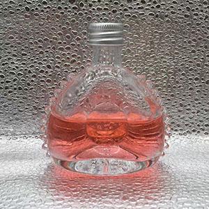 50 ML Clear Zigzag  Flat Shape Wine Bottle with Metal Screw Cap