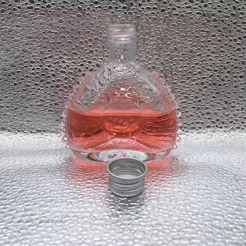 50 ML Clear Zigzag  Flat Shape Wine Bottle with Metal Screw Cap