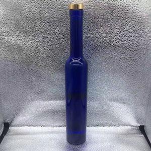 375 ML Cobalt Blue Glass Ice Wine Bottle with Golden Cork