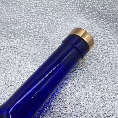 375 ML Cobalt Blue Glass Ice Wine Bottle with Golden Cork