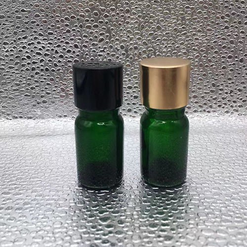 7 ML Cobalt Green Glass Essential Oil Bottle with Golden and Black Plastic Cap