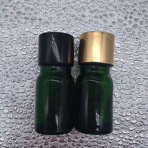 7 ML Cobalt Green Glass Essential Oil Bottle with Golden and Black Plastic Cap