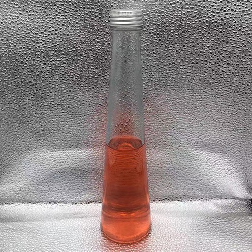 330 ML Concial Flask Clear Beverage Glass Bottle with Aluminum Cap