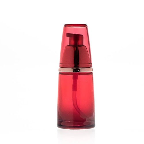 Wholesale Cosmetic Packaging Set Manufacturer Round Red Luxury Glass Lotion Cream Bottle with Pump 