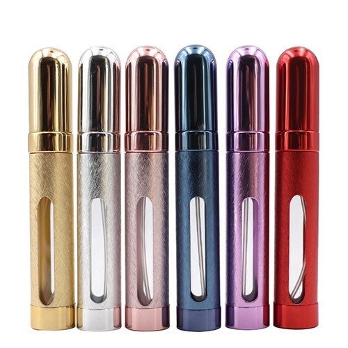 Wholesael Cosmetic Potable Refillable Perfume Assorted Color Aluminum Alloy Shell Glass Bottle with Pump Atomizer 
