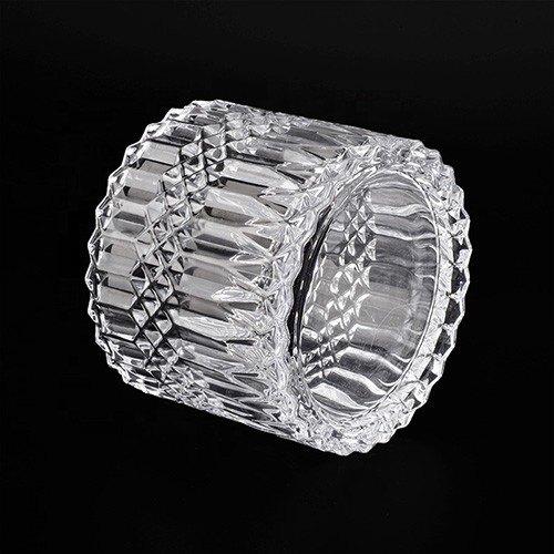 Crystal Glass Empty 17 OZ Cylinder Candle Clear Jar Cup  with Lid for Making Candle Holder Wholesale 