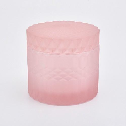Crystal Glass Empty Pink 6 OZ Candle Jar Cup  with Lid for Making Candle Holder 