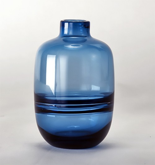 Customized Size Glass Flower Vase New Arrival Blue Round Hand Blown Glass Vase for Home Decoration Wholesale