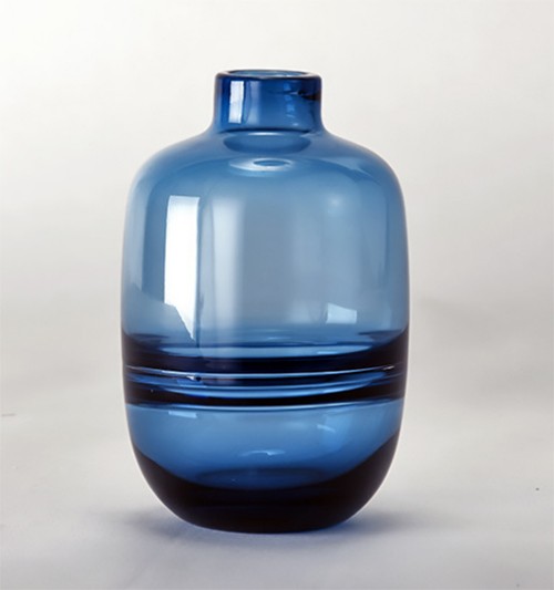 Customized Size Glass Flower Vase New Arrival Blue Round Hand Blown Glass Vase for Home Decoration Wholesale
