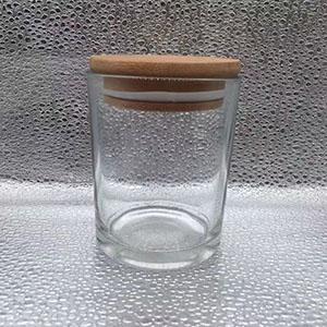 7.3 OZ Clear Cylinder Glass Candle Cup with Bamboo Lid