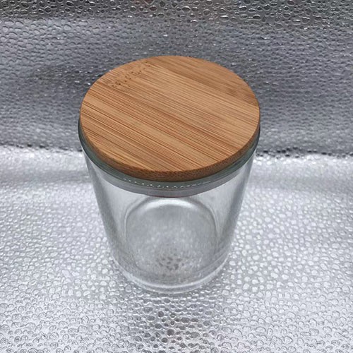 7.3 OZ Clear Cylinder Glass Candle Cup with Bamboo Lid