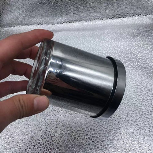 200 ML Cylinder Silver Glass Candle Jar with Metal Cap