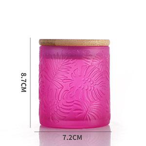 Embossed Glass Candle Cup with Bamboo Lid
