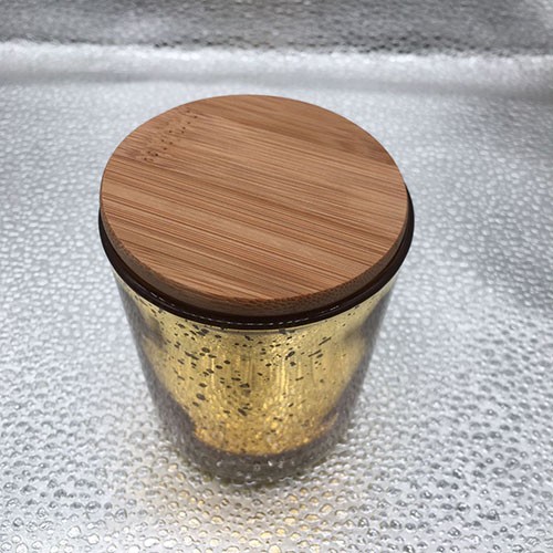 Factory Wholesale 175 ML Sunshine Golden  Empty Glass Holder with Bamboo Lid