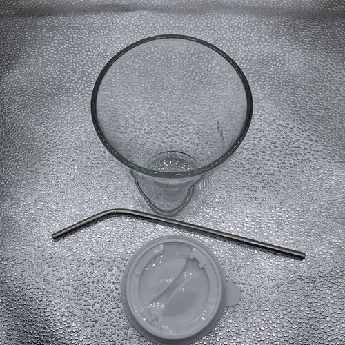 Factory Wholesale 480 ML Clear Round Bottom Glass Drinking Cup with White Letter Logo