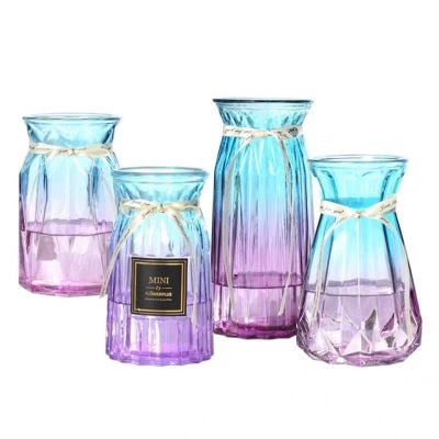 China Supplier Custom Antique Colorfu Flower Glass Vase for Decoration Wedding Party Home Office Room