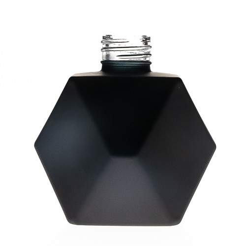 Glass Aromatherapy Bottle Diamond Shaped Gray Black Diffuser Jar with Reed Flower for Room Fragrance Decorative Use from China Supplier