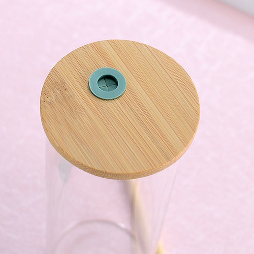 Glass Bamboo Lid Borosilicate Cup Jar Bottle for Water Dringking with Straw Slicone Protective Sleeve BPA free from China Factory Supplier