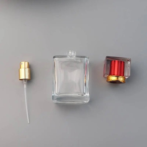 Glass Bottle Perfume Bottle 1.8 OZ Portable Refillable Glass Jar with Atomizer and Acrylic Cap for Traveling
