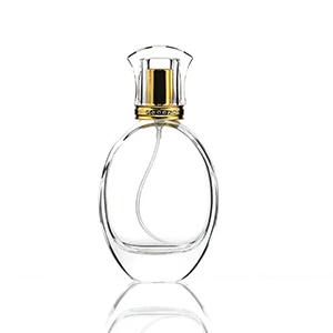 Glass Bottle Perfume Bottle 50 ML Refillable Portable Oval Shape Clear Glass Jar with Atomizer and Acrylic Cap Wholesale