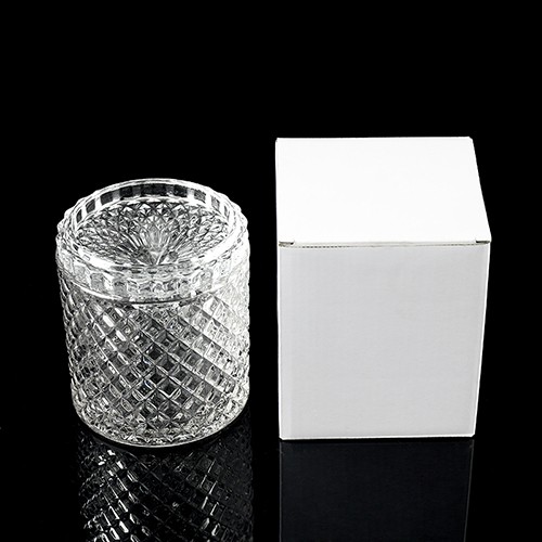 Glass Candle Container Embossed Crystal Glass Wax Jar with Lid for Candle Making Purchase in Bulk from China Manufacture 