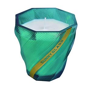 Cystal Glass Candle Jar Empty Green Fashion Style Glass Cup for Making Glass Candle Holder