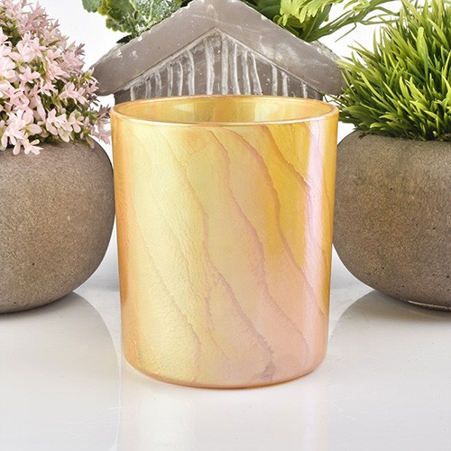 Glass Candle Jar Gold Color Empty Vessel Tumbler Candle Glass Cup Holder for Wholesale