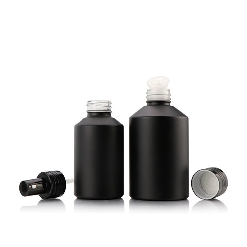  Glass Cosmetic Packaging Bottle Lotion Perfume Essential Oil Cream Black Matte Glass Jar with Pump Sprayer Atomizer Best Price 